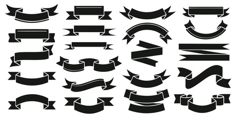 Set of Black ribbon big vector set. Ribbons banner collection. Banner ribbon vector set, colored. A decorative element for project design, presentation, etc.