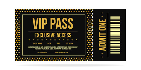 Realistic ticket admit for festivals, event, theater, concert, play.