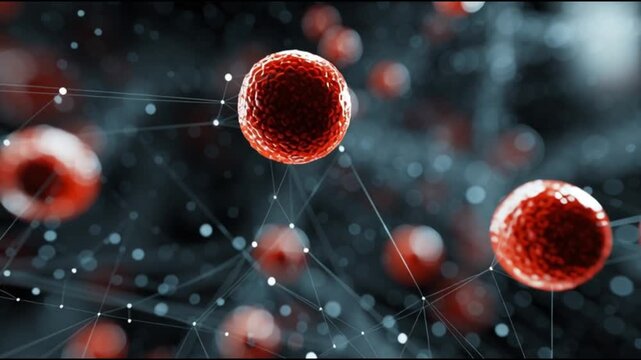 Orphan disease. Genetic disorder. Medical awareness. Representation of red cells in a molecular structure.