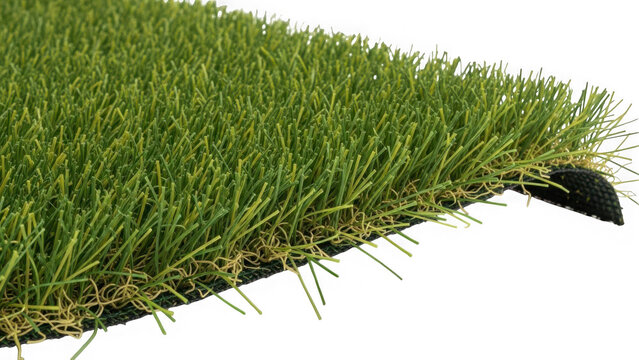 Artificial turf with green blades and black backing