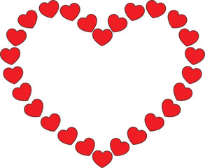 Heart Shape Border Made of Small Red Hearts love symbol