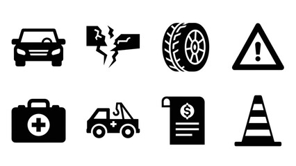 Car repair symbols: automotive icons for emergency and maintenance
