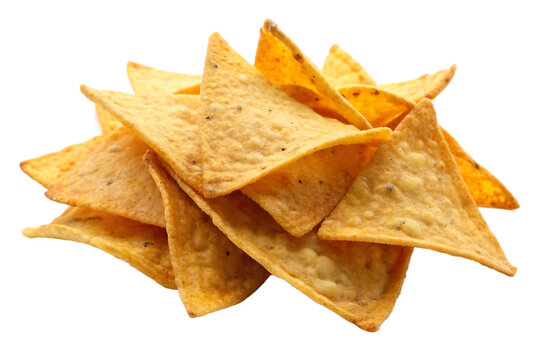 Mexican tortilla triangle potato chips, isolated on white background.png