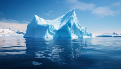 majestic iceberg floats in ocean clear sky reflection climate change imagery