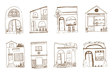 Cute Cafe and Building Sketch Collection