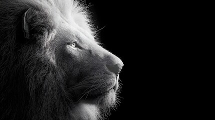 Majestic Male Lion Side Profile with Artistic Golden Rim Lighting