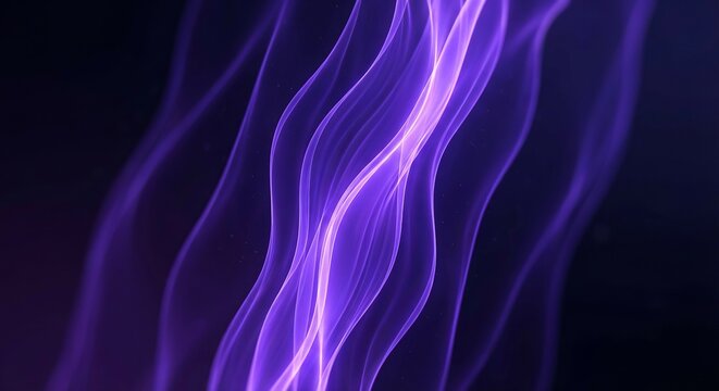 Vibrant purple neon light trails in dark space - Powered by Adobe