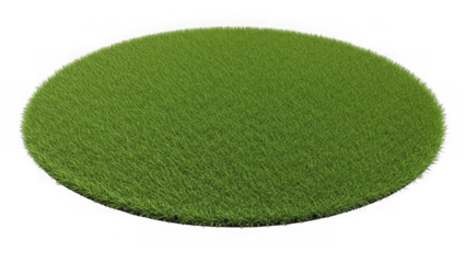 Green grass circle patch isolated on transparent background