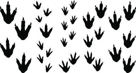 Dinosaur Footprint Track Silhouette Vector Set