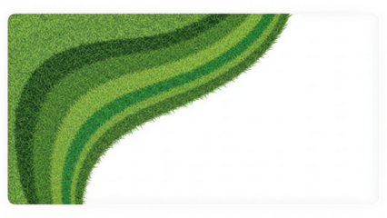 Green grass corner with layered stripes on white background