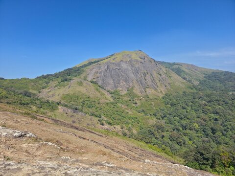 View of the nelliyampathy or nelliyampathi mountain valley, Palakkad, Kerala, India. 