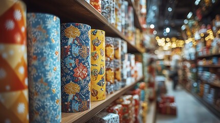 Fototapeta premium Colorful wrapping paper store.
