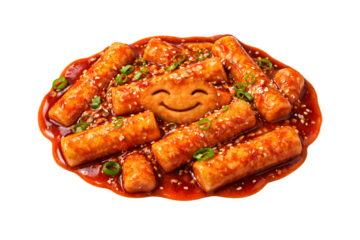 A plate of Korean-style fried tofu in a sweet and spicy sauce