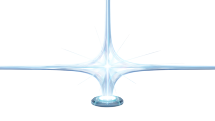 Glowing blue starburst isolated on transparent background with radiant lines and a bright core