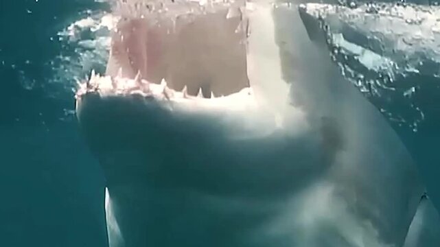 Great white shark swimming in ocean