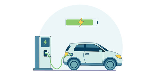 A diagram illustrating the electric car and charging