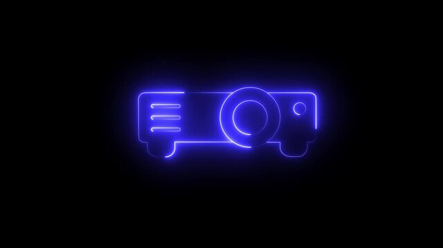 Abstract glowing neon Overhead projector icon animation . 4k motion video animation .