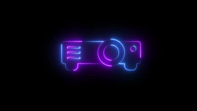 Abstract glowing neon Overhead projector icon animation . 4k motion video animation .
