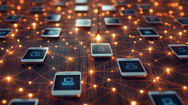 Global Digital Network Grid. - Powered by Adobe