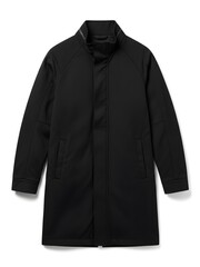 Black long sleeve coat with pockets and zipper closure  mens winter jacket