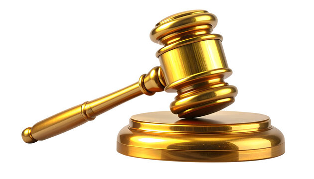gavel auction hammer gold on transparent background