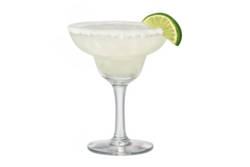 Margarita cocktail with lime wedge and salt rim