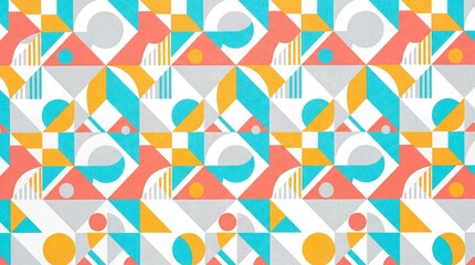 A vibrant and colorful geometric pattern with various shapes and designs
