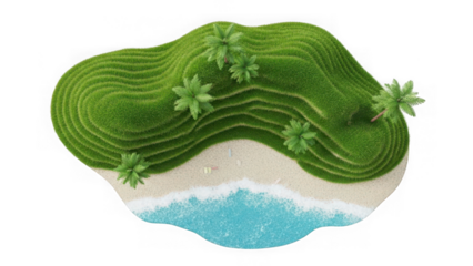 island with palm trees on sandy beach and blue ocean water