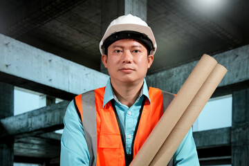 Civil engineers inspect building construction projects, checking the structural integrity and safety measures.