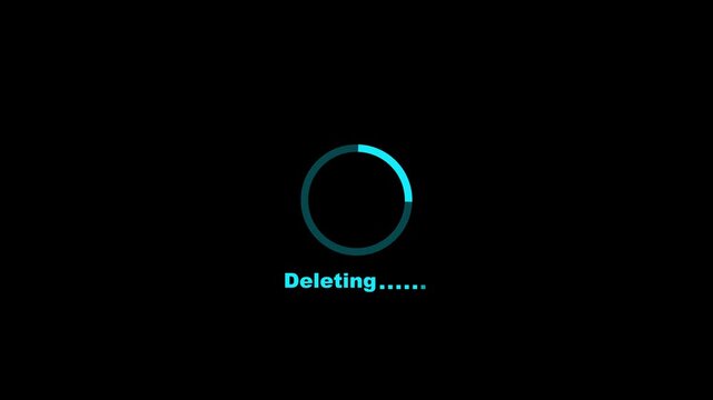 Deleting progress loading bar computer screen animation isolated on white background. Loading deleting bar Deleting button icon. deleted sign animation Deleting Text and Loading Dots on. 4k video
