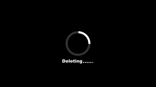 Deleting progress loading bar computer screen animation isolated on white background. Loading deleting bar Deleting button icon. deleted sign animation Deleting Text and Loading Dots on. 4k video