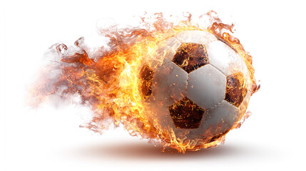 soccer ball with fire isolated on transparent white background