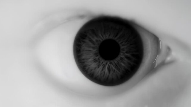 Close-up of Human Eye in Black and White