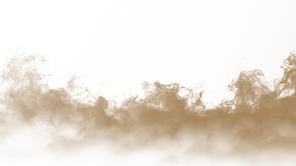 Dust sand soil smoke cloud particles isolated on transparent white background. Brown sandstorm smog sand dust explosion rising. Design elements for Compositing, covering, overlay, PNG