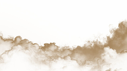 Dust sand soil smoke cloud particles isolated on transparent white background. Brown sandstorm smog sand dust explosion rising. Design elements for Compositing, covering, overlay, PNG © Liubov