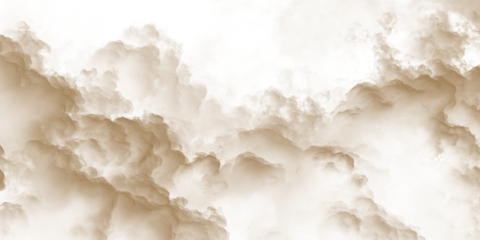 Dust sand soil smoke cloud particles isolated on transparent white background. Brown sandstorm smog sand dust explosion rising. Design elements for Compositing, covering, overlay, PNG