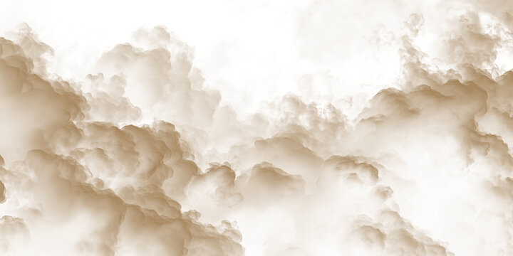 Dust sand soil smoke cloud particles isolated on transparent white background. Brown sandstorm smog sand dust explosion rising. Design elements for Compositing, covering, overlay, PNG