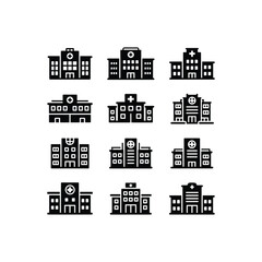 Set of vector icons for web design featuring houses and buildings