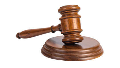 gavel auction hammer from wood on transparent background