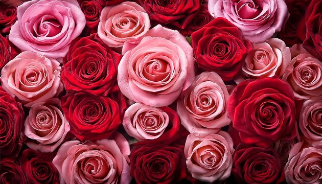 backdrop featuring pink and red roses