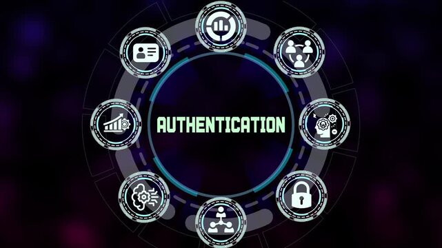  Secure user authentication and multi-factor verification concept with digital icons. Identity safety for account login and encrypted data access.