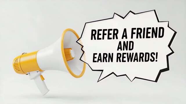 Refer a friend concept of a loudspeaker for advertising and promotion.