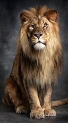 Obraz premium Majestic Male Lion Lying Down with a Powerful and Noble Gaze