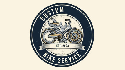 Custom Motorcycle Bike Service Emblem Logo Design. © kadon