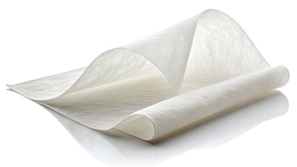 Flowing Translucent White Fabric Swath isolated on transparent background