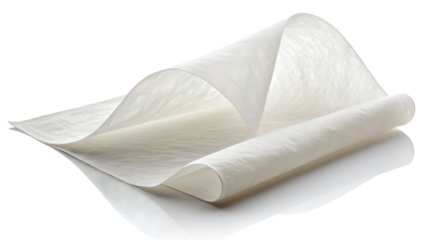 Flowing Translucent White Fabric Swath isolated on transparent background