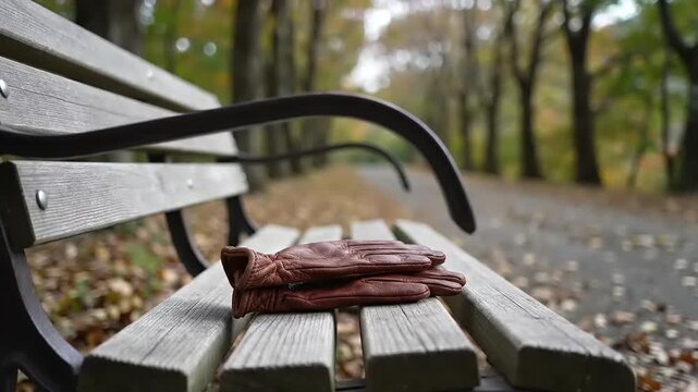 A pair of gloves left behind in a park, a solitary location