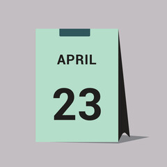 23 april calendar date icon minimal desk calendar vector illustration