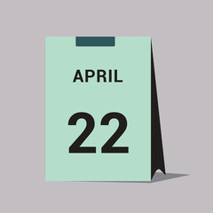 22 april calendar date icon minimal desk calendar vector illustration