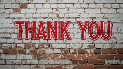 Thank You Graffiti on Textured Brick Wall